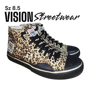 VISION STREETWEAR 8.5 Vintage Canvas Leopard Cheetah Skate Shoes Hi Top Shoes